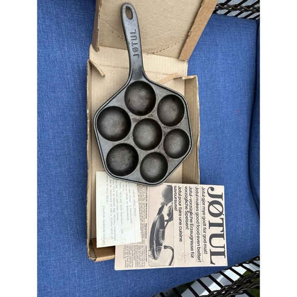 Jøtul Other - Vintage Jotul Cast Iron Pan Aebleskiver Biscuits Muffins Eggs Made in Norway